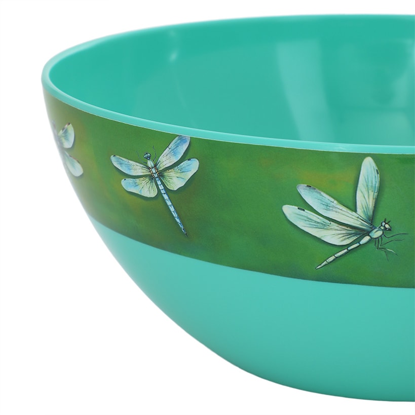 Charming Green Dragonfly Salad Bowl in Melamine