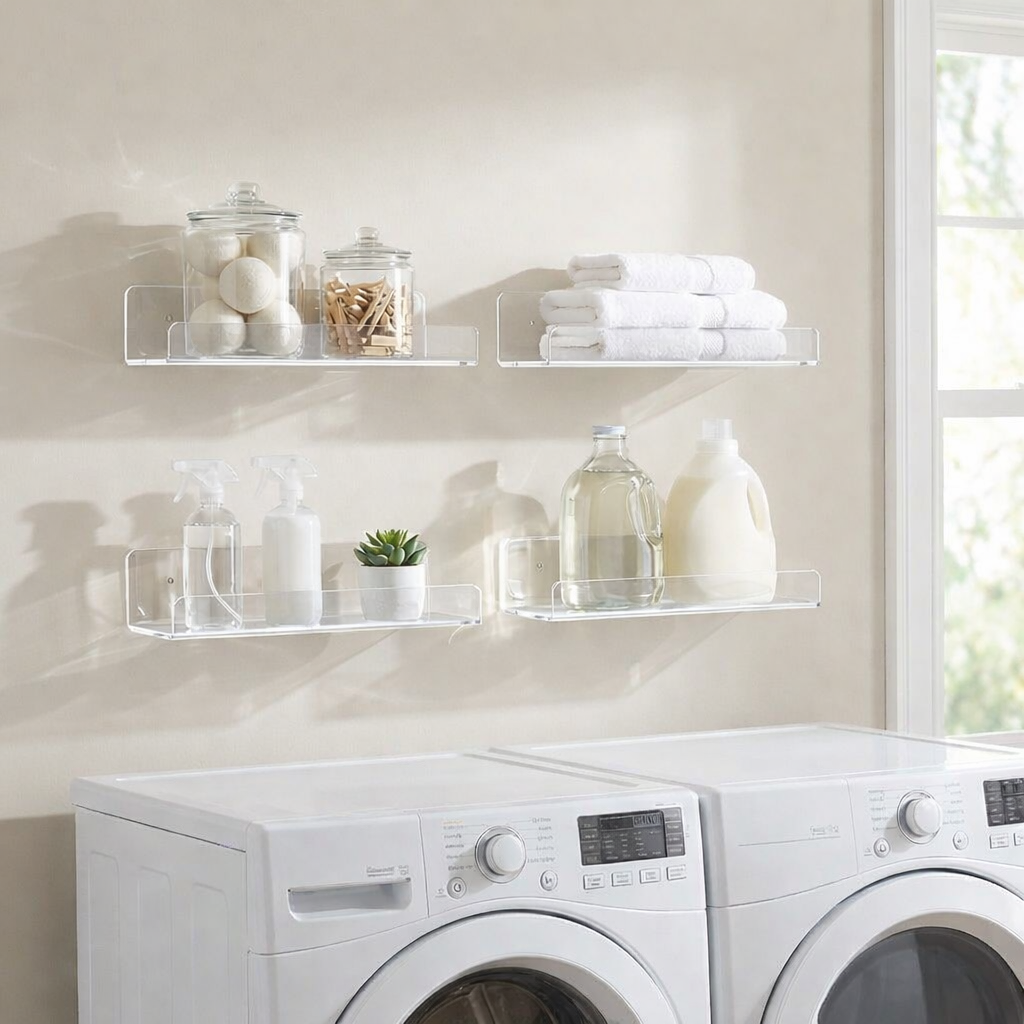 Clear Plastic Storage Shelves - Set of 4