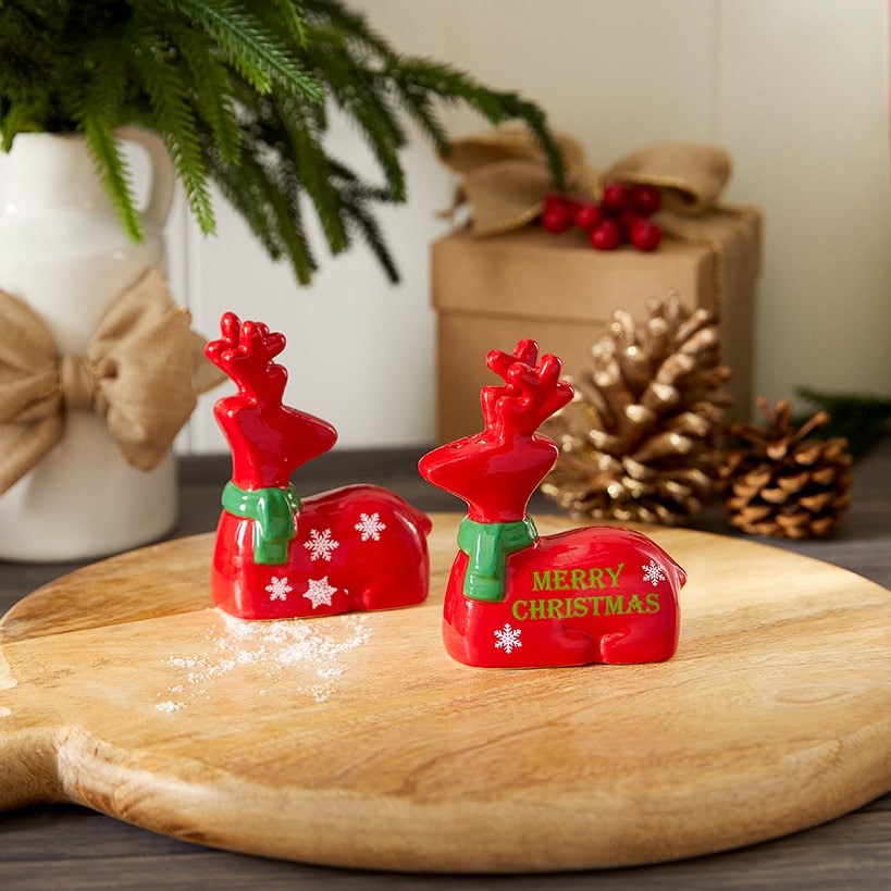 Christmas Deer Kitchen - Magnet, Towels, Tray, or Salt & Pepper Shakers#select-item_salt-&-pepper-shakers