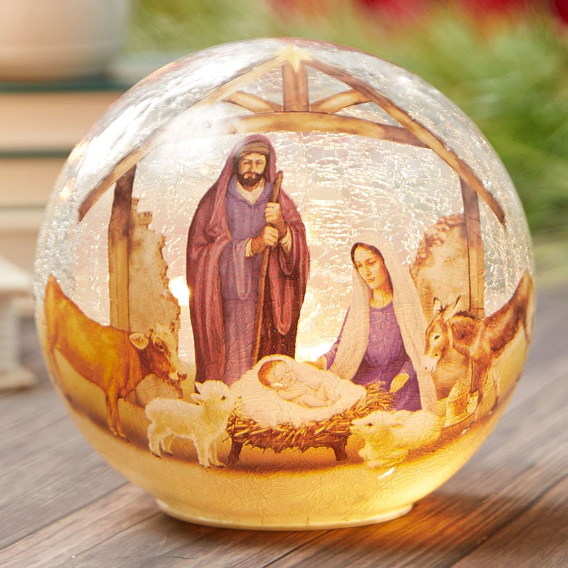 Christmas Glass Globe Nativity or Red Barn With Fairy Lights#select-globe_nativity