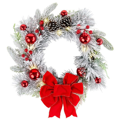 Christmas Frosted Pine With Red Bows Décor