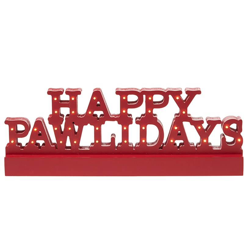 Lighted Happy Pawlidays Plaque Christmas Decor