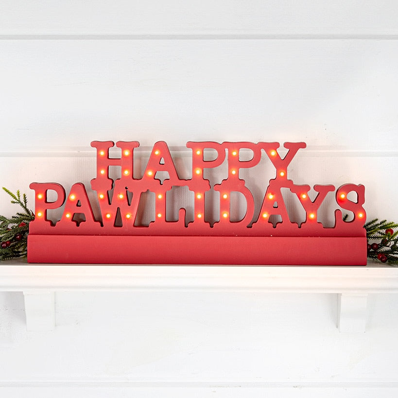 Lighted Happy Pawlidays Plaque Christmas Decor