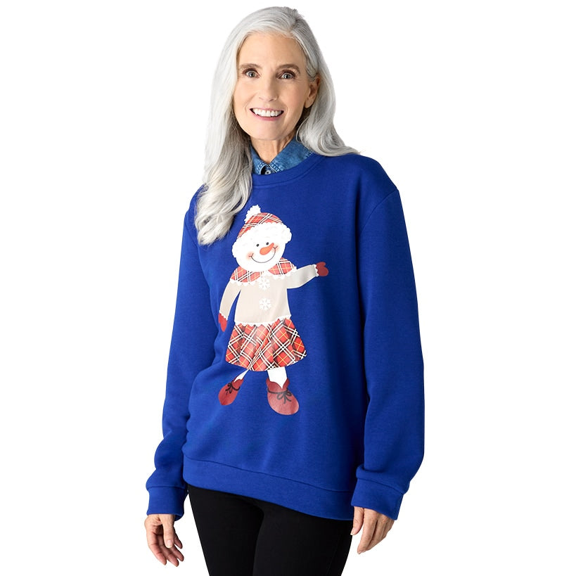 Women's Christmas Crew Neck Snowman Sweatshirt