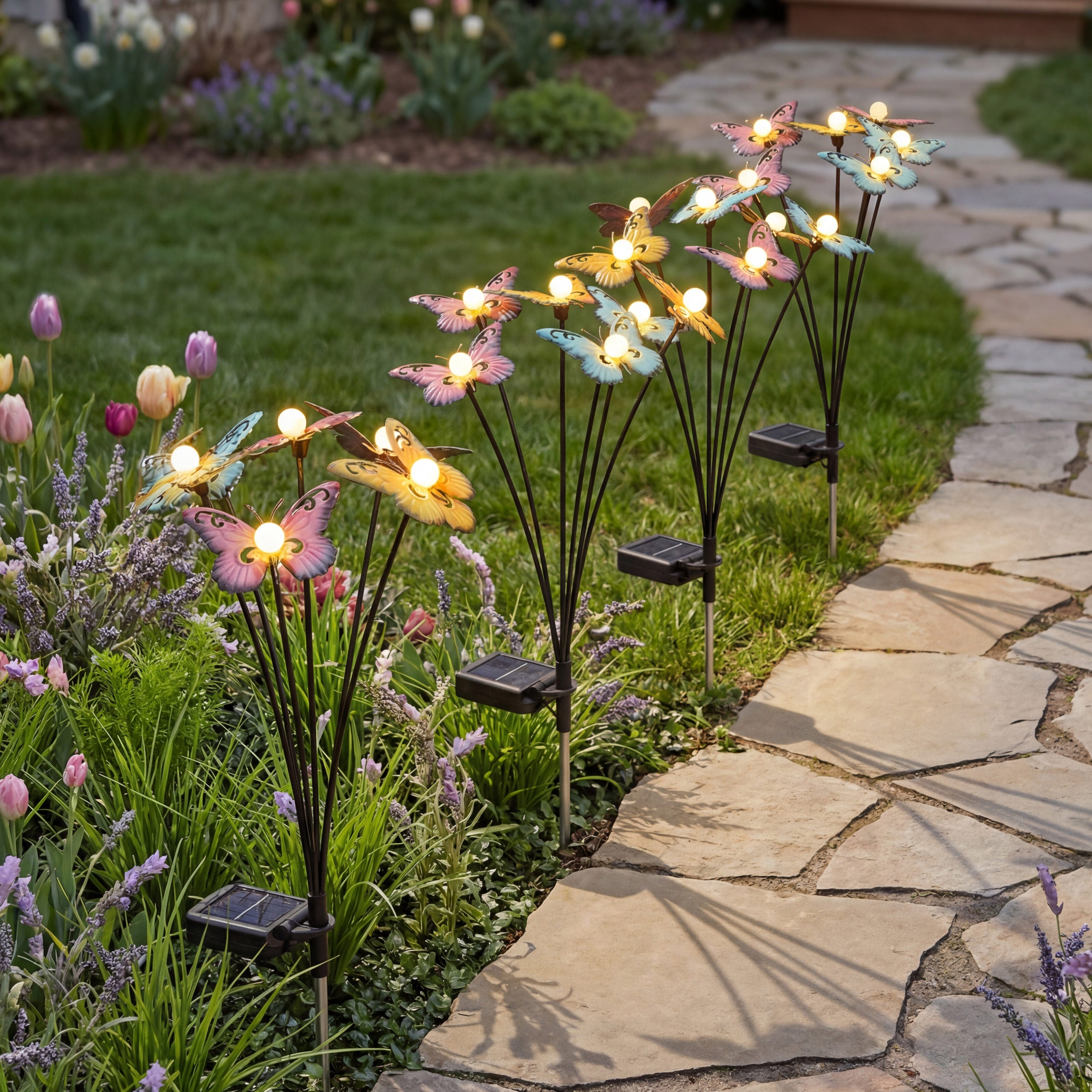 Colorful Solar Butterfly Bouquet Stake With Motion