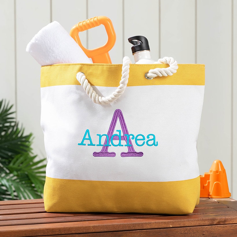 Personalized Colorful Beach Tote#select-color_yellow