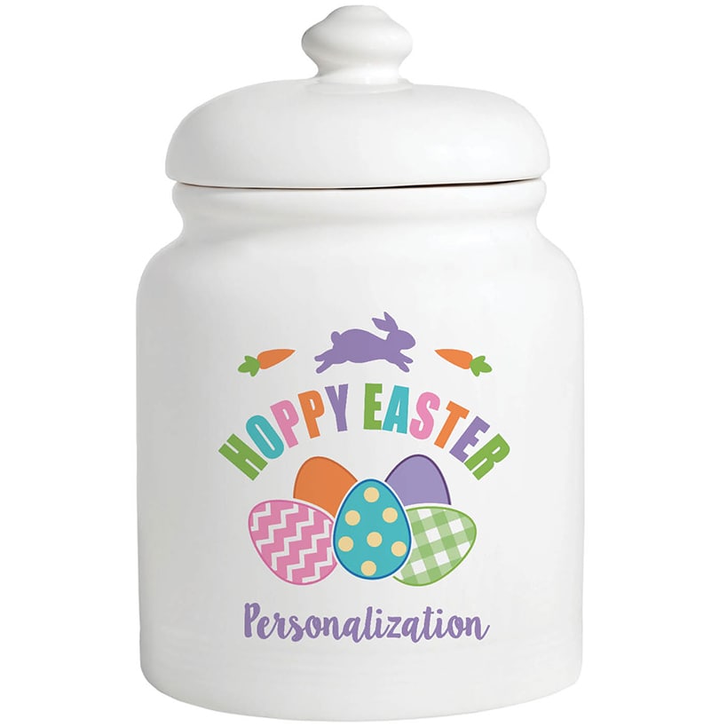 Personalized Colorful Hoppy Easter Cookie Jar