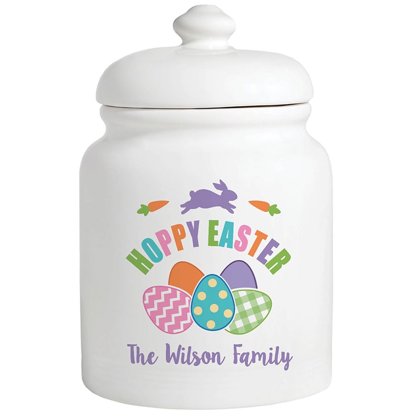 Personalized Colorful Hoppy Easter Cookie Jar