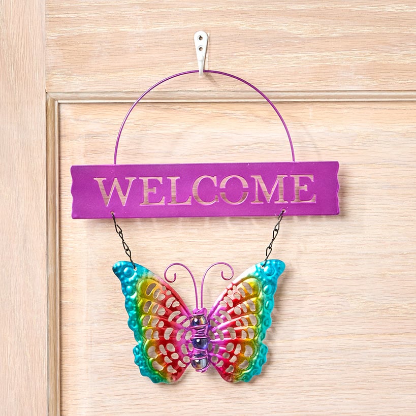 Vibrant Spring Welcome Sign Metal Wall Decor#select-sign_butterfly