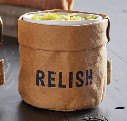 Washable Paper Condiment Holder with Ceramic Dish