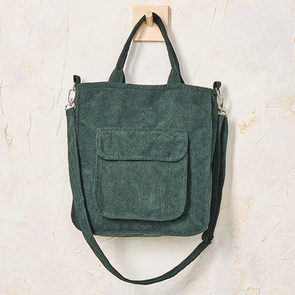 Women's Corduroy Crossbody Tote Bag