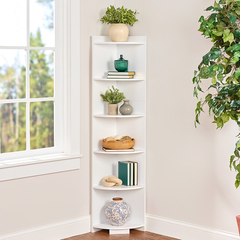 Wood Corner Freestanding Shelf - 5-Tier - 59"H