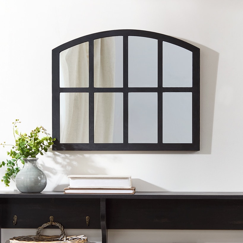 Rustic Country Window Pane Mirror - Black, Dark Brown, or White#select-color_black