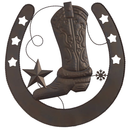 Cowboy Boot and Horseshoe Wall Art - Rustic Western Décor