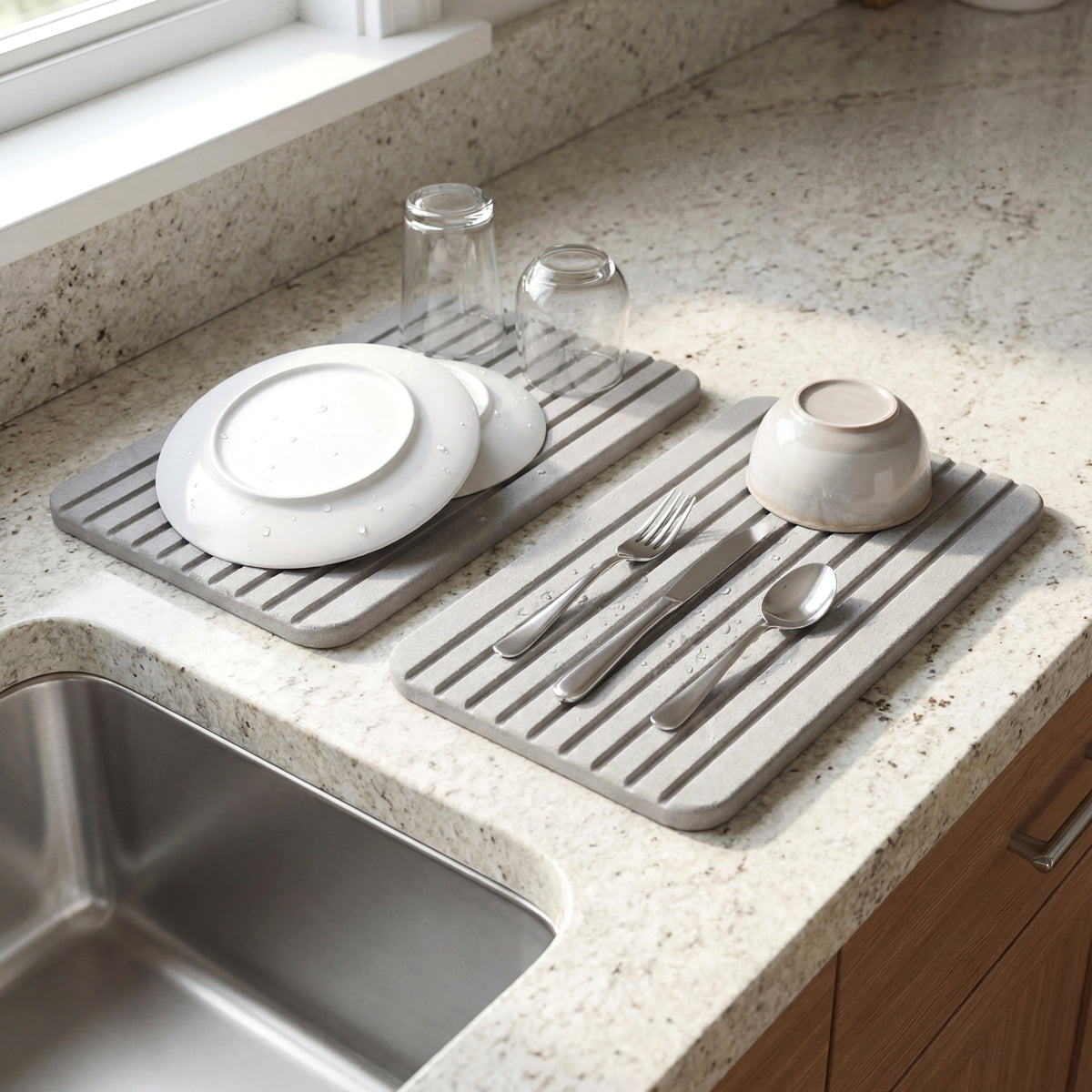 Stone Drying Mats for Kitchen Countertop - Set of 2 | The Lakeside ...
