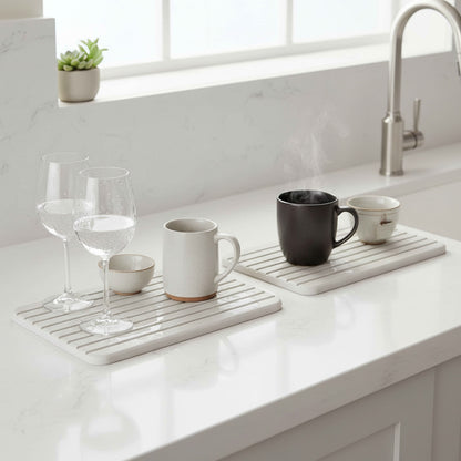 Stone Drying Mats for Kitchen Countertop - Set of 2
