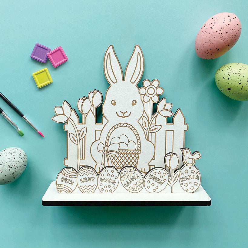Personalized DIY Wood Easter Bunny and Eggs Gift