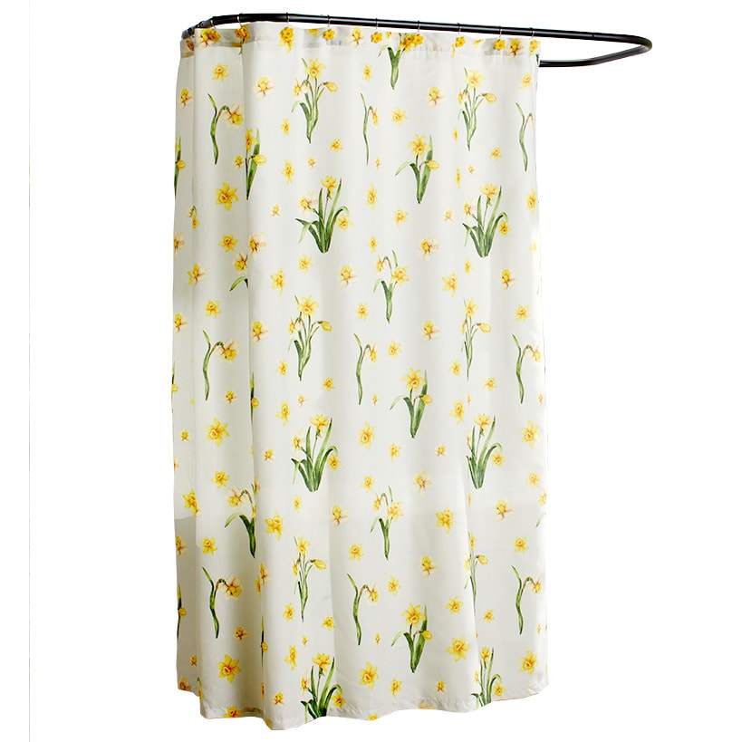 Buffalo Plaid Green Valance or Daffodil Shower Hooks Set of 12