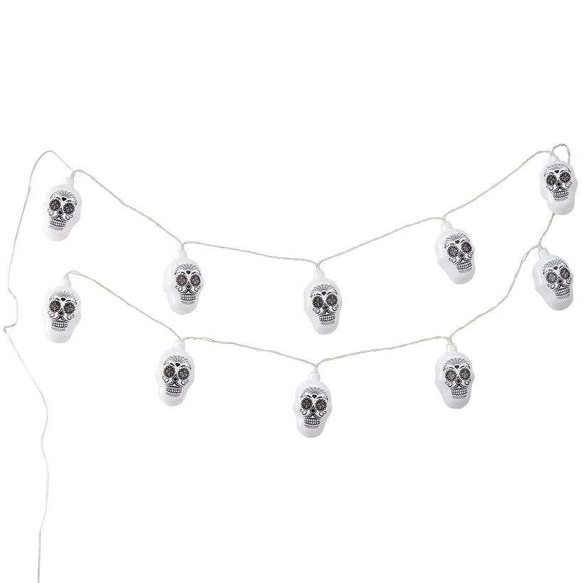 Day of the Dead Sugar Skull String Lights - Battery Operated