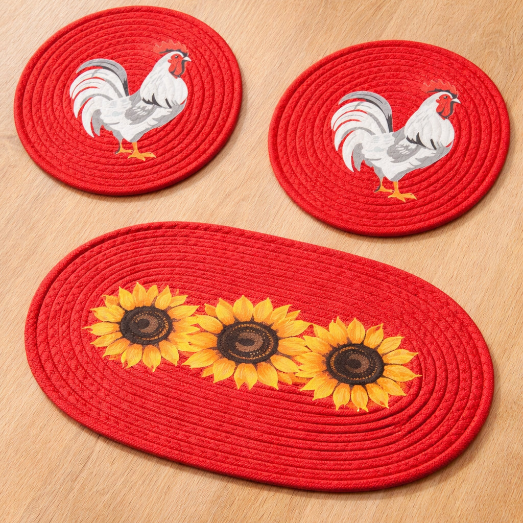Decorative Kitchen Fabric Trivets - Set of 3