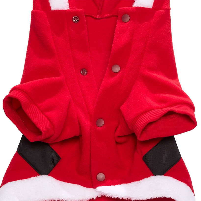 Pet Santa Or Reindeer Plush Fabric Costume With Hood