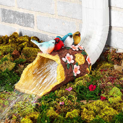 Down Spout Cover Wood Log With Butterflies Or Birds