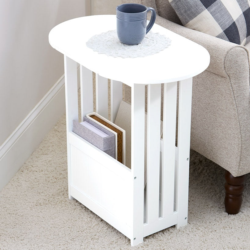 Side Table with Drop Leaf Top and Magazine Holder - 24"H