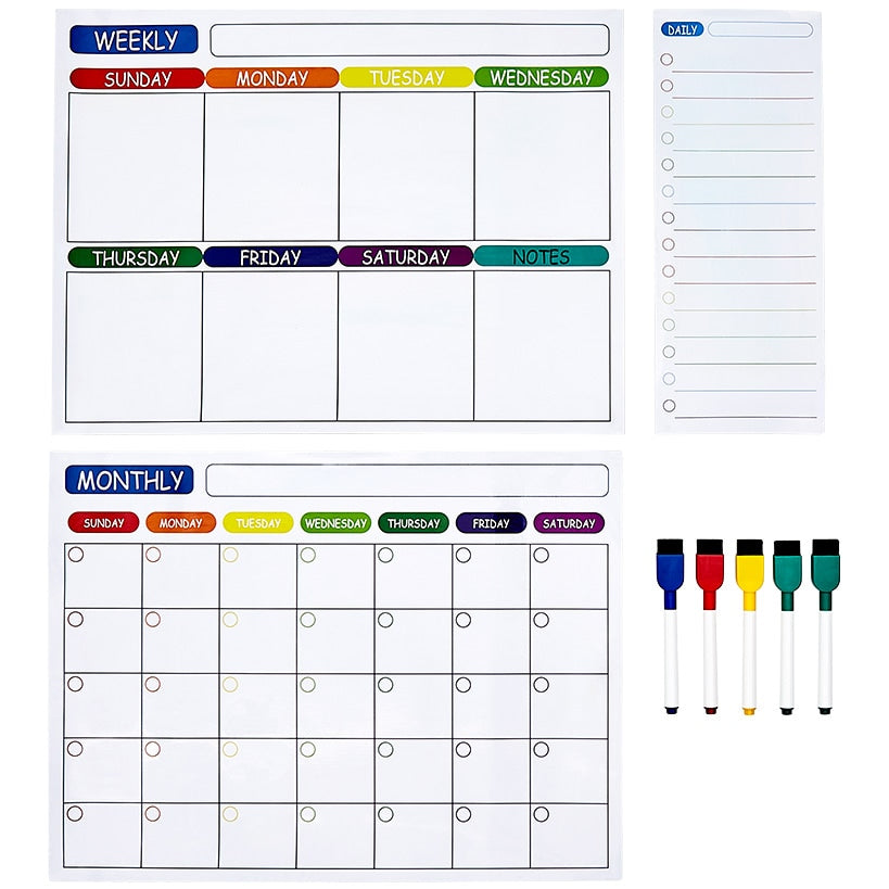 Magnetic Dry Erase Calendar for Fridge - Monthly & Weekly Calender