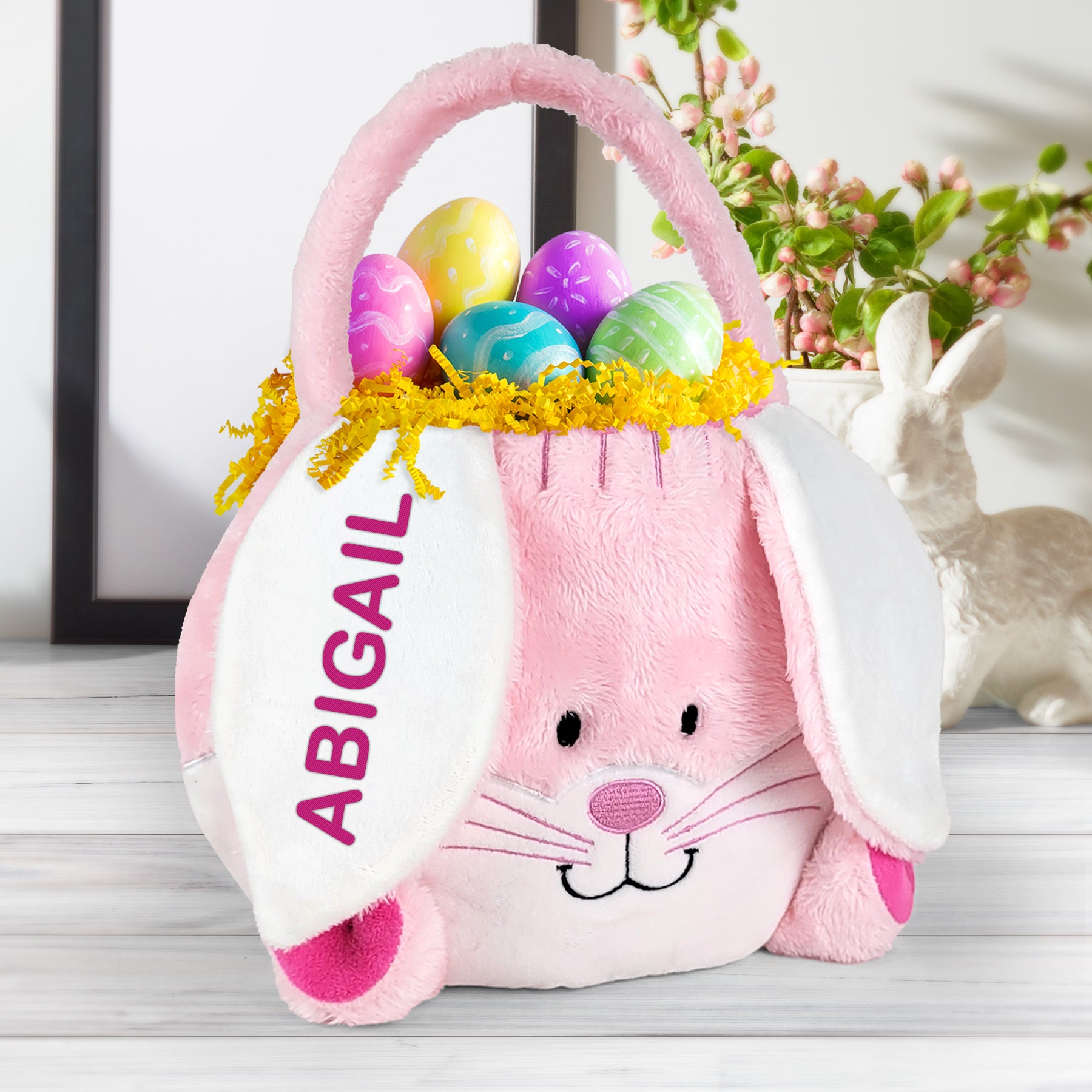 Personalized Embroidered Easter Bunny Basket