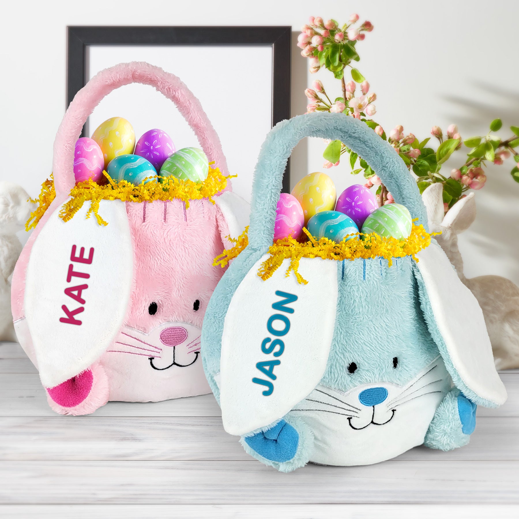 Personalized Embroidered Easter Bunny Basket