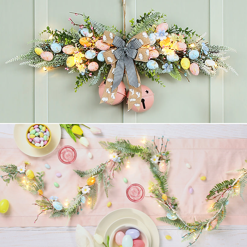 Easter Egg Pastel Lighted Swag Or Garland - Battery Operated