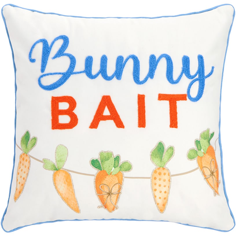 Spring Embroidered Decorative Pillow with Lamb