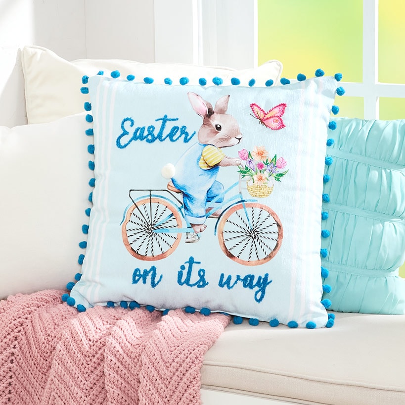 Easter Bunny Embroidered Decorative Pillow#select-pillow_easter-on-its-way