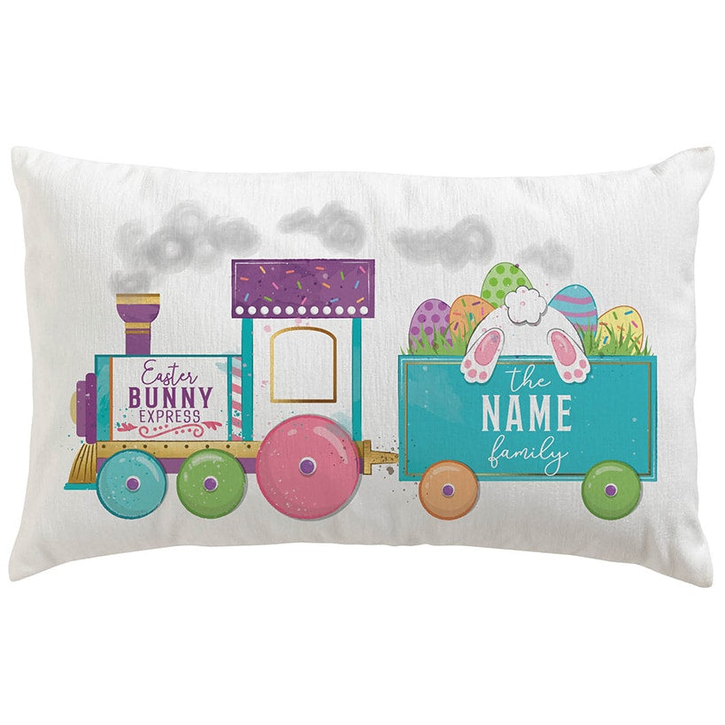 Personalized Easter Bunny Express Train Lumbar Pillow