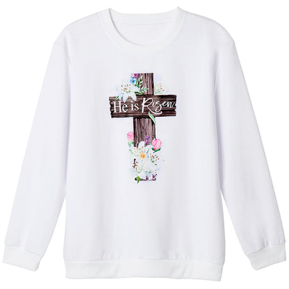 Easter He Is Risen Cross Sweatshirt