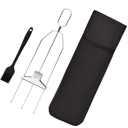 Stainless Steel BBQ Skewer with Brush and Storage Pouch