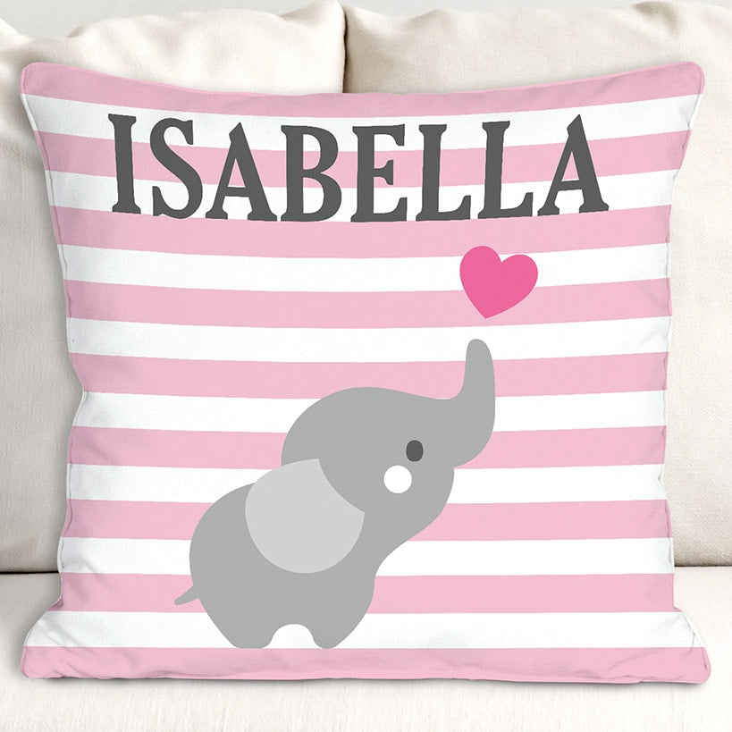 Personalized Baby Elephant Throw Pillow