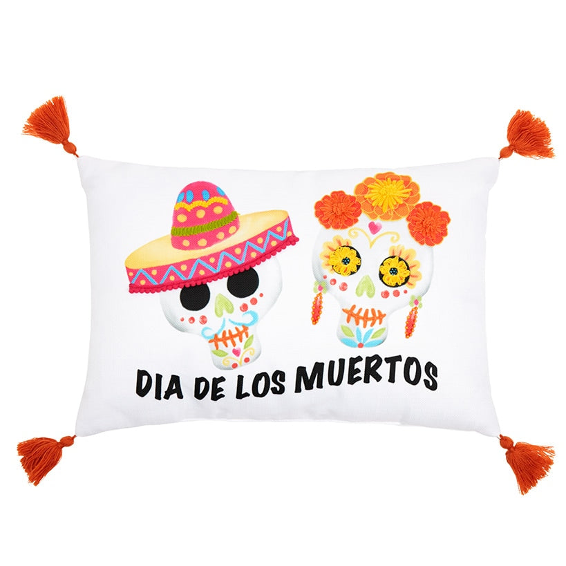 El Dia de Los Muertos Embroidered Decorative Pillow
