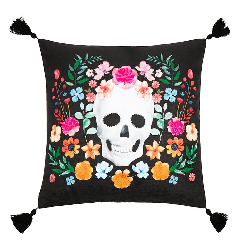 El Dia de Los Muertos Embroidered Decorative Pillow