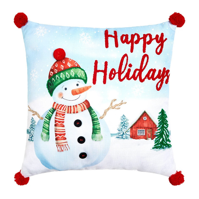 Happy Holidays Embroidered Accent Pillow