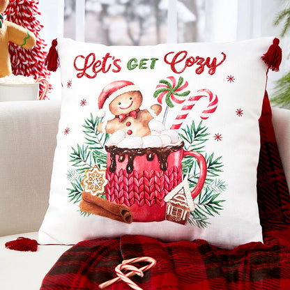 Gingerbread Embroidered Accent Pillow
