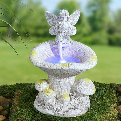 Solar Fairy Statue for Garden with Mushroom
