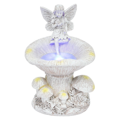 Solar Fairy Statue for Garden with Mushroom