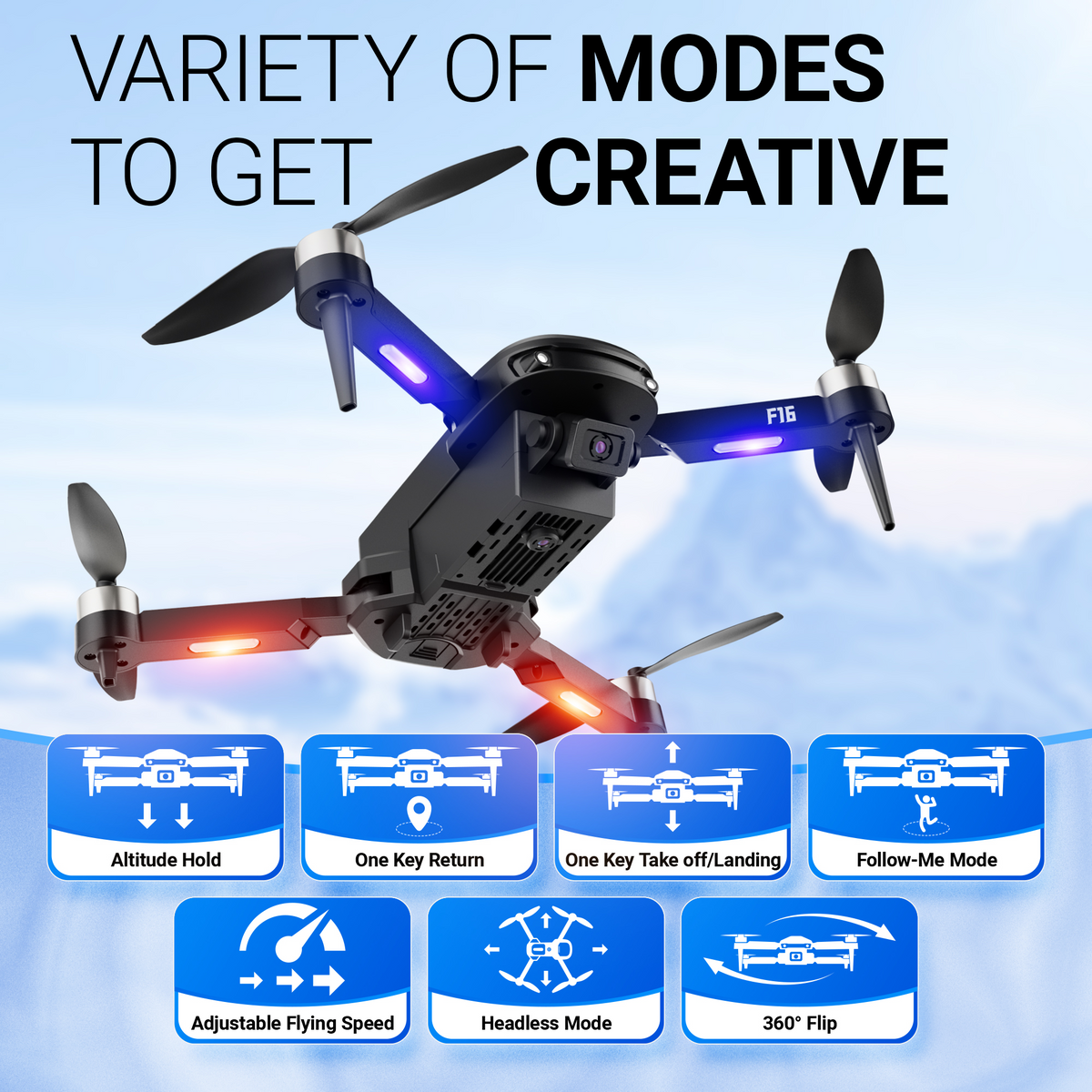 Contixo F16 Stunt Drone - 1080P HD Camera, Foldable Design, Wi-Fi FPV, 16-Min Flight