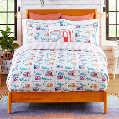 Vintage Camper Reversible Quilt, Sham, or Accent Pillow