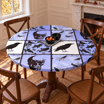 Round Custom Fitted Tablecloth with Flannel Backing Halloween