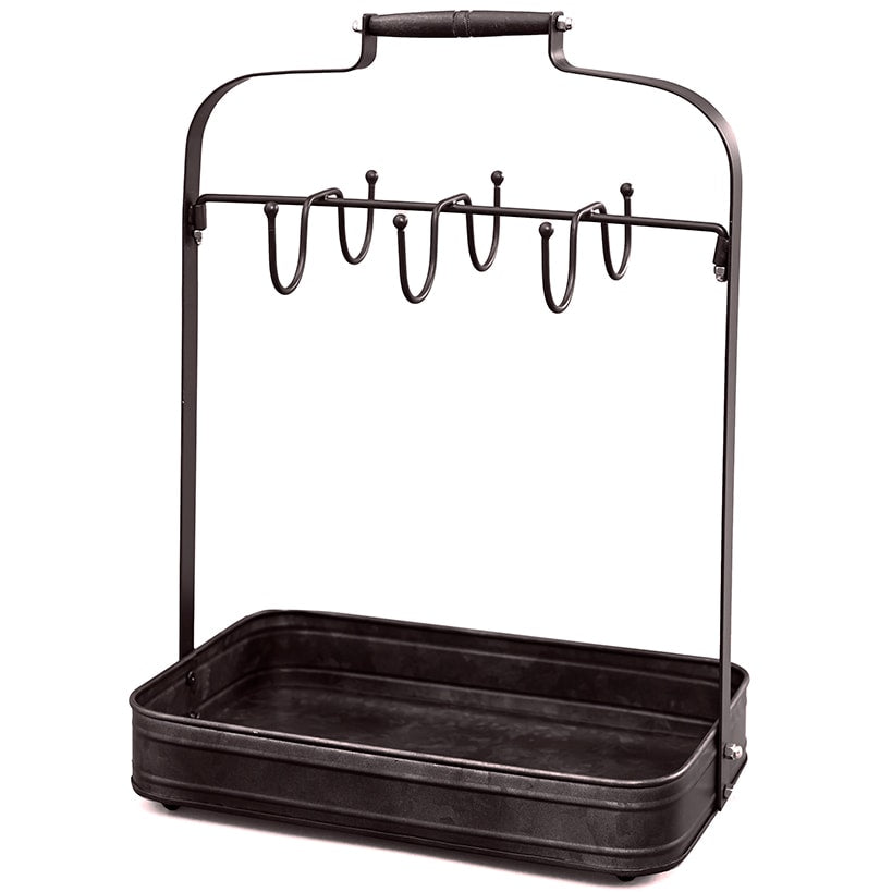 Farmhouse Coffee Mug Rack Tray Kitchen Organizer Decor Black