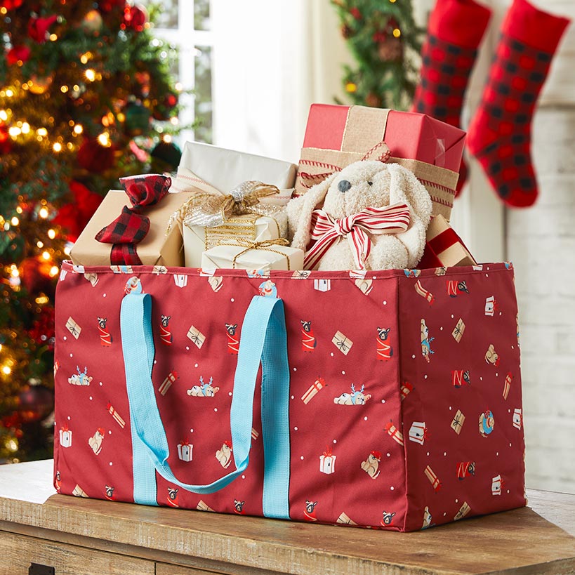 Festive Holiday Household Utility Tote Bag with Handles