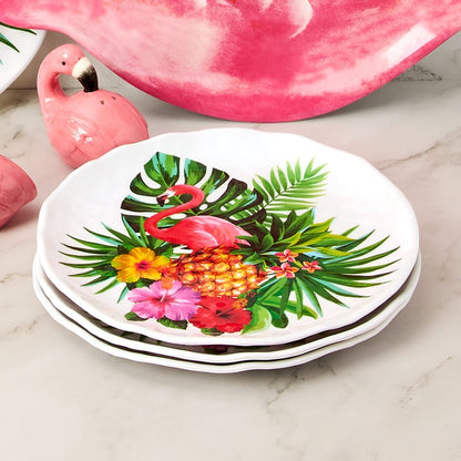 Flamingo in Paradise Tableware - Set of 4 Melamine Dessert Plates