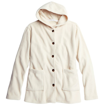 Women's Button-Up Fleece Jacket with Hood